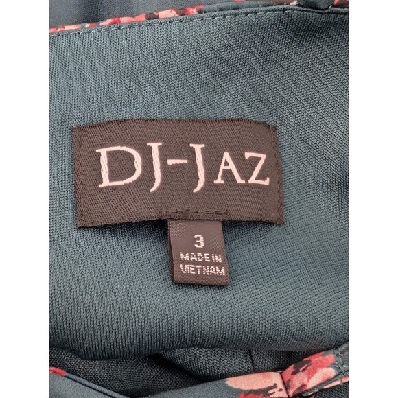 DJ-Jaz Floral Teal Satin Rouged Ruffled Padded Mini Tank Dress Prom JRs Size 3 - Picture 5 of 13